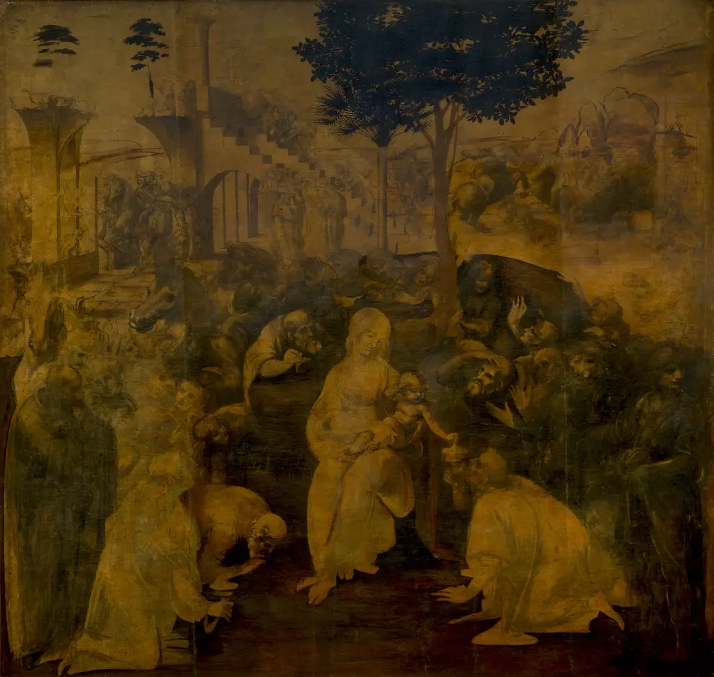 Adoration of the Magi in Detail Leonardo da Vinci